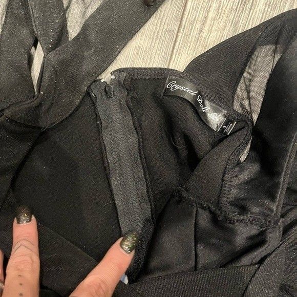 Crystal Doll Size 3 Women’s black blue and white maxi dress with zipper and clip - Picture 5 of 5